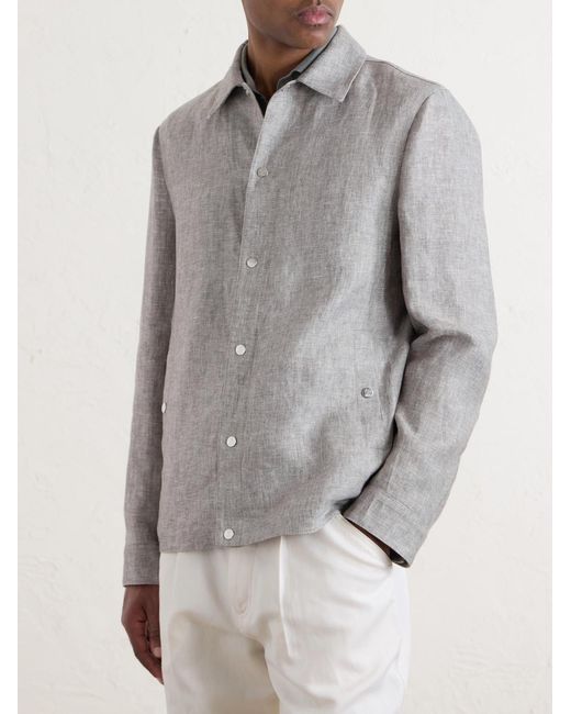Brunello Cucinelli Gray Hemp And Linen-Blend Twill Blouson Jacket for men
