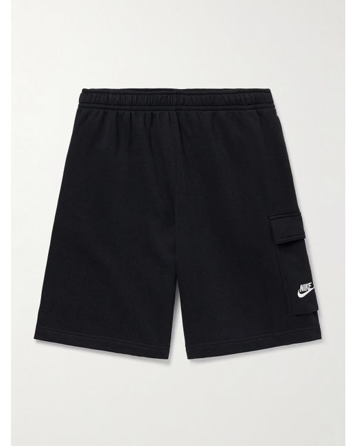 Nike Black Sportswear Club Wide-leg Cotton-blend Jersey Cargo Shorts for men