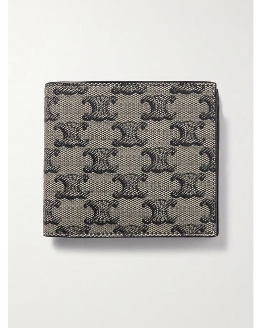 Céline Gray Triomphe Leather-Trimmed Coated-Canvas Billfold Wallet for men