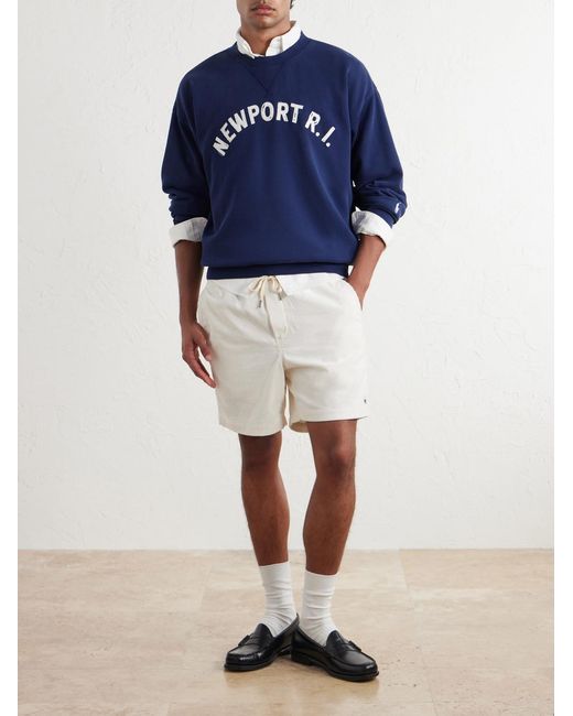 Polo Ralph Lauren Blue Appliquéd Cotton-Blend Jersey Sweatshirt for men