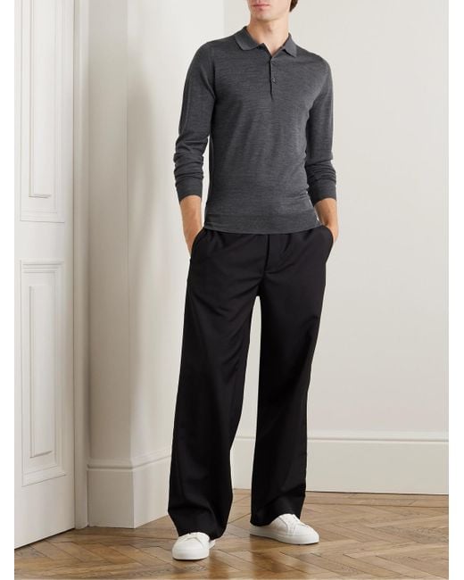 John Smedley Gray Belper Slim-fit Merino Wool Polo Shirt for men