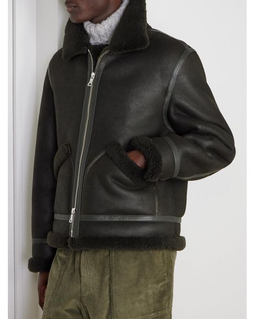 Mr P. Black Shearling Aviator Jacket for men