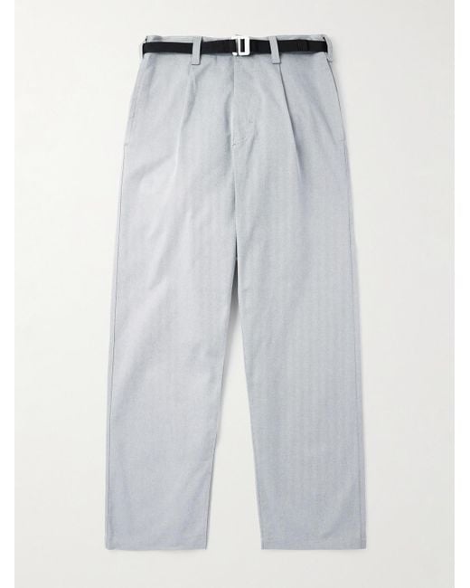 Stone Island Gray Marina Wide-leg Belted Pleated Cotton-blend Gabardine Trousers for men