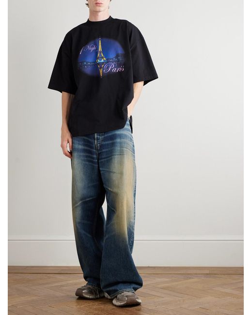 Vetements Blue Oversized Printed Cotton-jersey T-shirt for men