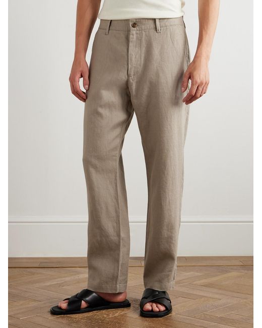 NN07 Natural Aden 1454 Straight-leg Linen Suit Trousers for men
