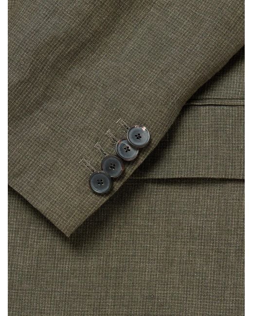 Mr P. Green Double-Breasted Puppytooth Linen Suit Jacket for men