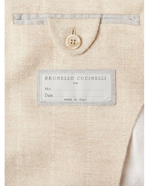 Brunello Cucinelli Natural Pinstriped Bouclé Suit Jacket for men