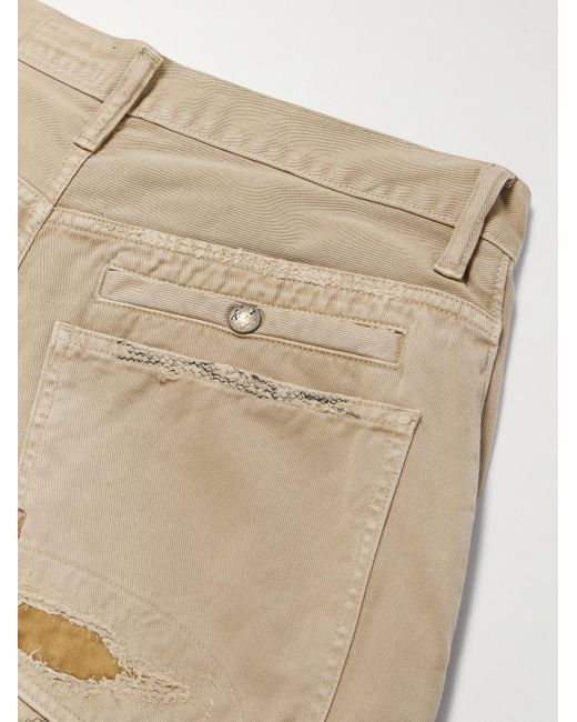 Kapital Natural Katsuragi Port Straight-Leg Patchwork Distressed Cotton-Twill Trousers for men