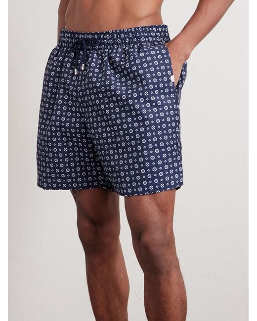 Derek Rose Blue Tropez Straight-leg Mid-length Printed Swim Shorts for men