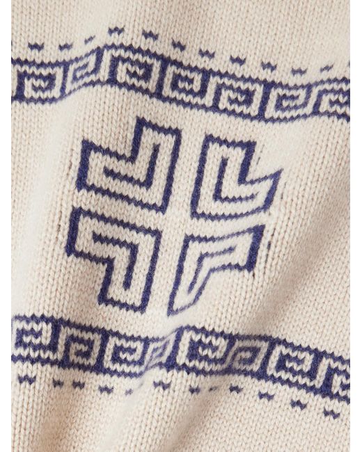 Brunello Cucinelli Natural Intarsia-Knit Cashmere Rollneck Sweater for men
