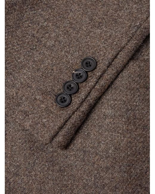 Rubinacci Brown Double-Breasted Wool-Flannel Blazer for men