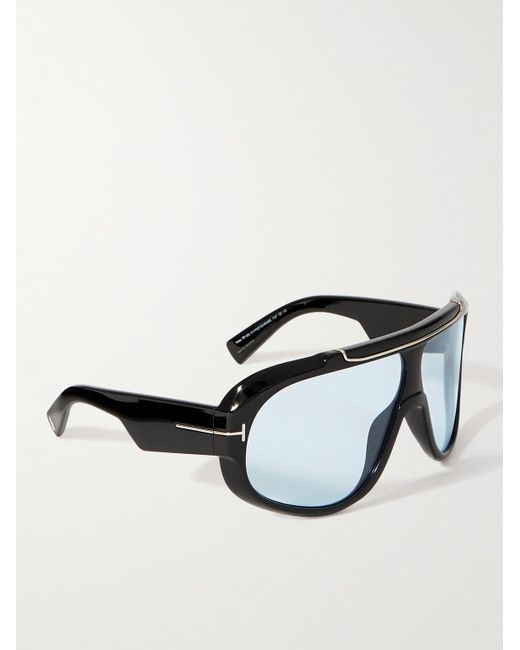 Tom Ford Blue Rellen Oversized Aviator-style Acetate And Gold-tone Sunglasses for men