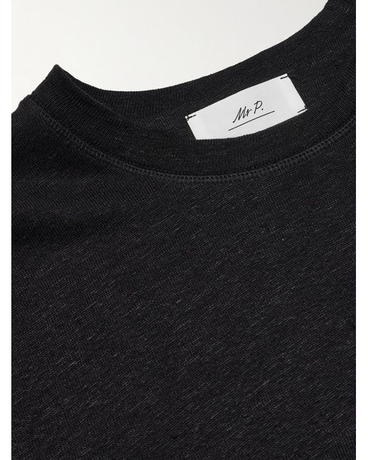 Mr P. Black Linen And Organic Cotton-Blend T-Shirt for men