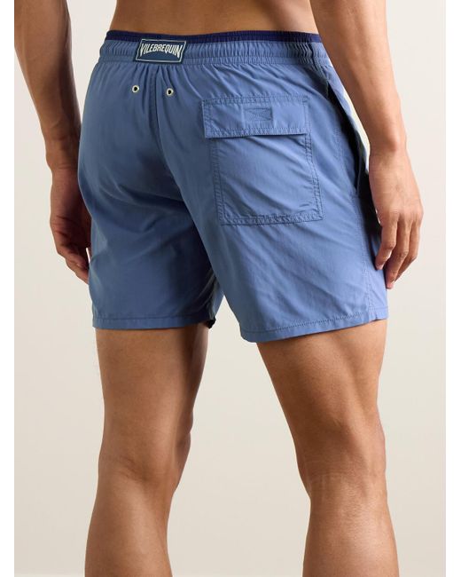Vilebrequin Blue Moka Straight-Leg Mid-Length Econyl Swim Shorts for men