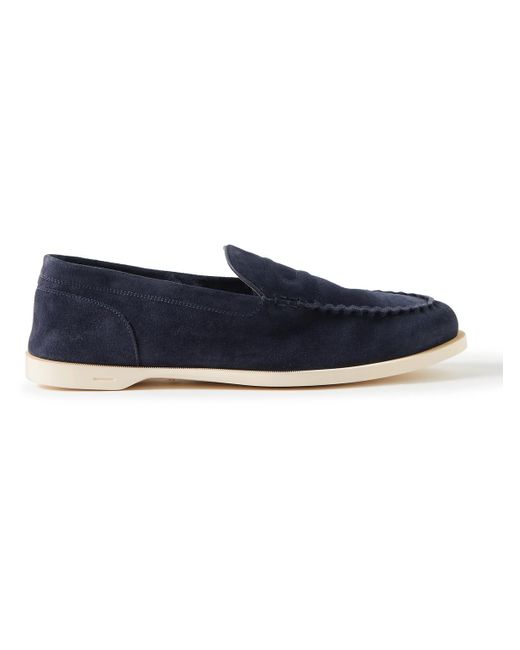John Lobb Blue Pace Suede Loafers for men