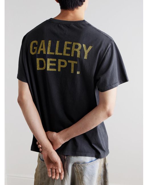 GALLERY DEPT. Black Biker Dog Glittered Printed Cotton-jersey T-shirt for men