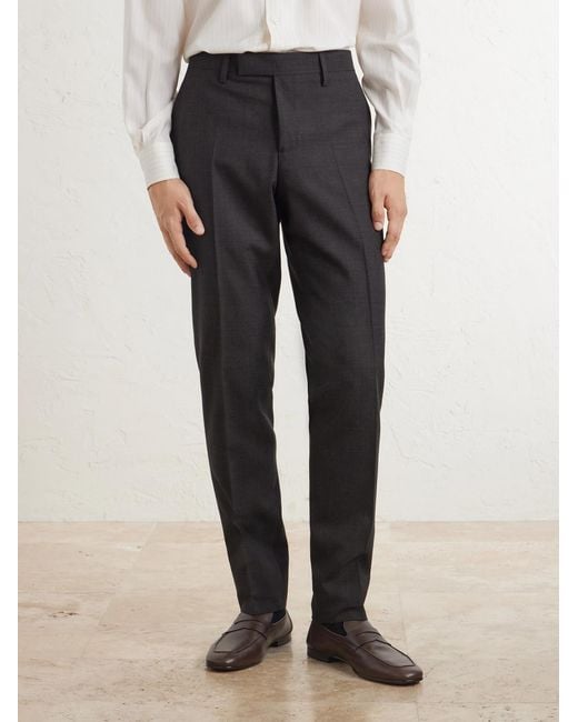 Lardini Black Prince Of Wales Checked Straight-Leg Wool Trousers for men
