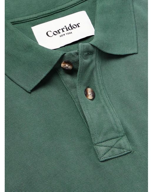 Corridor NYC Green Garment-Dyed Cotton-Piqué Polo Shirt for men