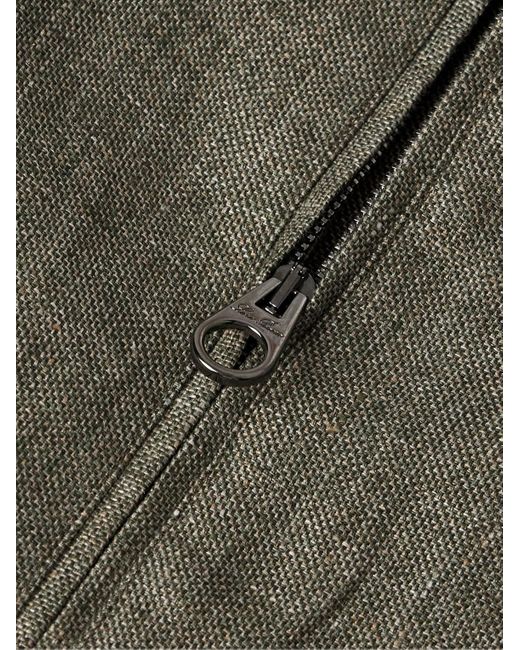 Loro Piana Green Water-Resistant Linen Bomber Jacket for men