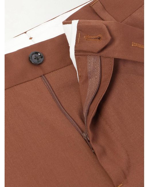 Lardini Brown Slim-fit Pleated Virgin Wool-twill Suit Trousers for men