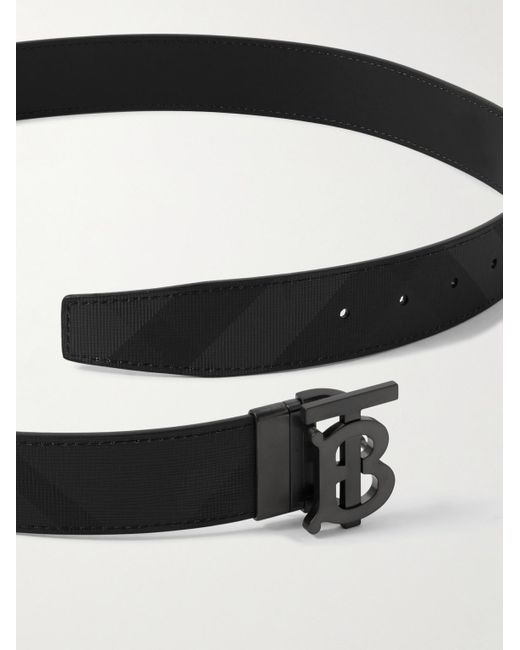 Burberry Black 3.5cm Reversible Checked E-canvas And Leather Belt for men