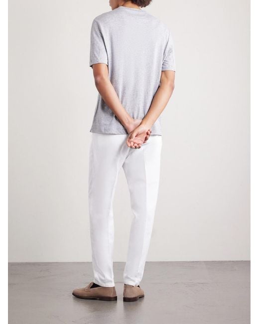 Brunello Cucinelli White Slub Linen And Cotton-blend Jersey T-shirt for men