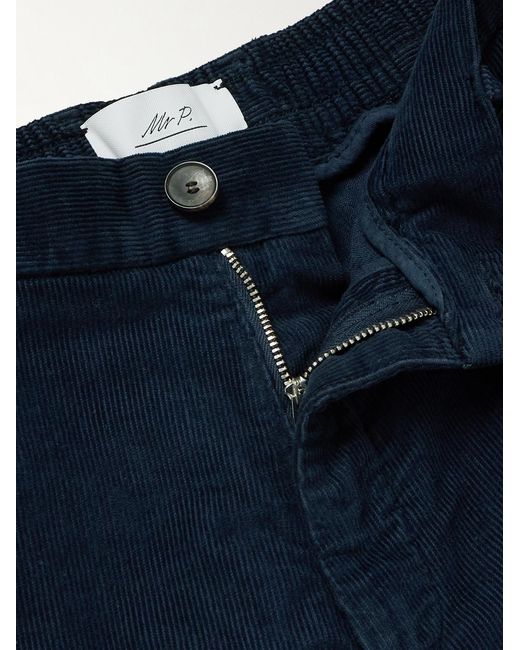 Mr P. Blue Straight-Leg Organic Cotton-Blend Corduroy Shorts for men