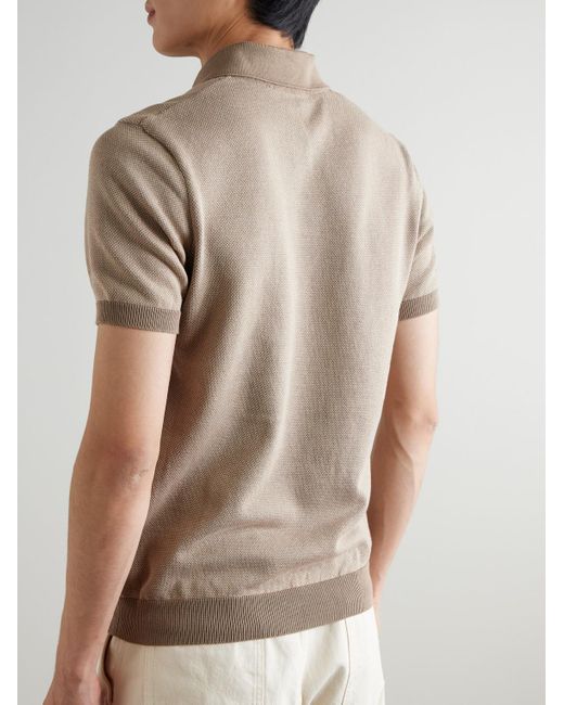 Mr P. Natural Honeycomb-knit Organic Cotton Polo Shirt for men