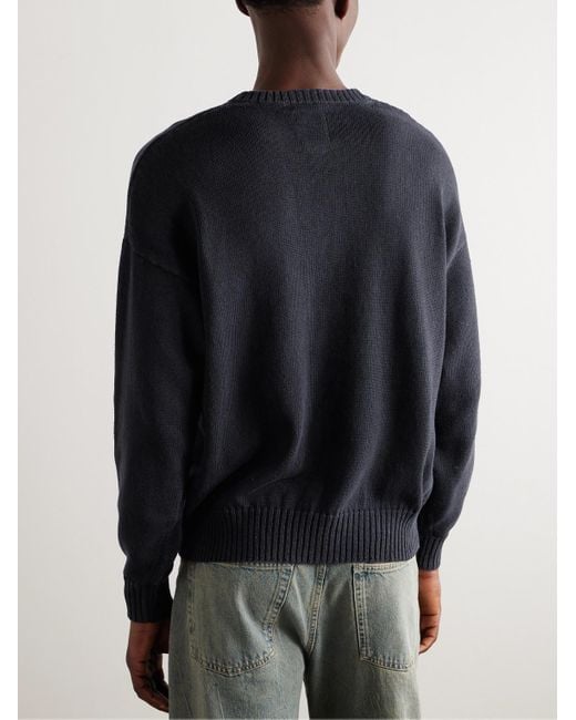 Visvim Blue Jumbo Cotton And Linen-blend Sweater for men