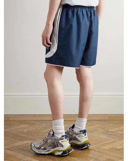 Balenciaga Blue Straight-Leg Embroidered Striped Swim Shorts for men