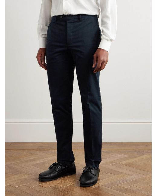 Slowear Blue Incotex Straight-leg Stretch-cotton Trousers for men