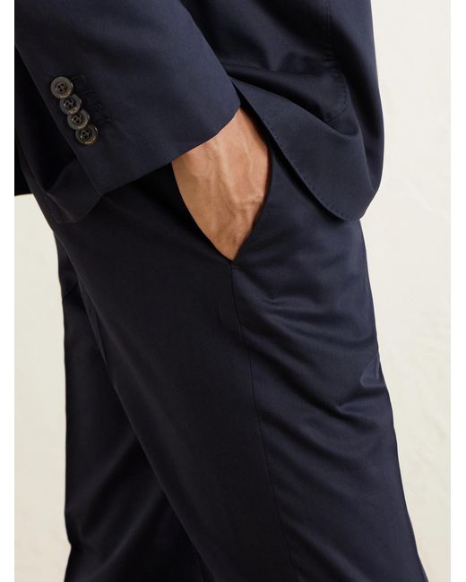 Boglioli Blue Tapered Lyocell And Cotton-blend Twill Suit Trousers for men