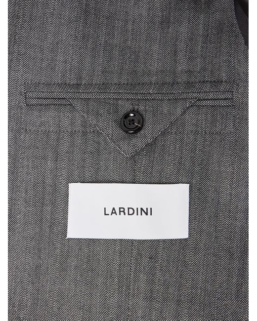 Lardini Black Virgin Wool-Blend Herringbone Suit Jacket for men