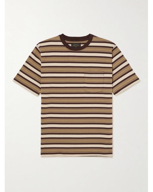 Beams Plus Gestreiftes T-Shirt aus Baumwoll-Jersey in Brown für Herren