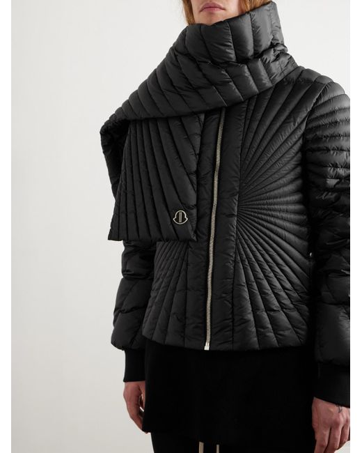 Rick Owens Black Moncler Radiance Quilted Shell Down Scarf for men