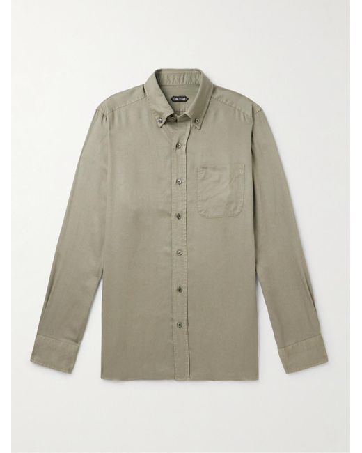 Tom Ford Natural Button-down Collar Lyocell-poplin Shirt for men