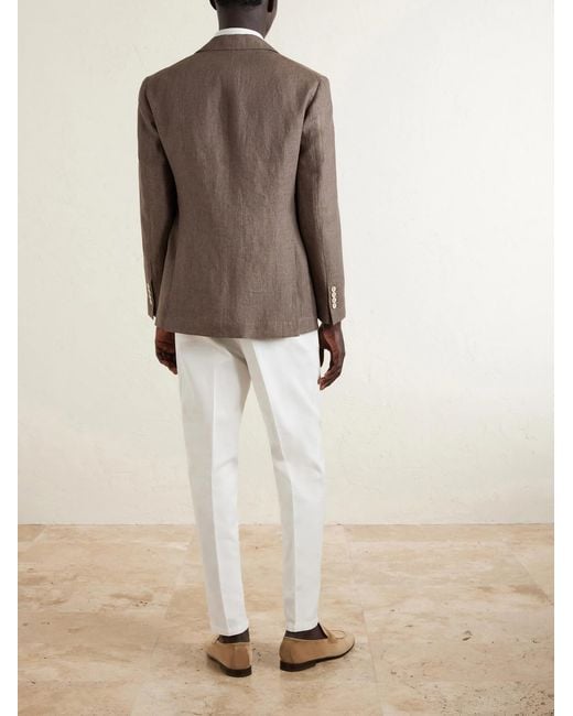 Brunello Cucinelli Brown Linen Suit Jacket for men