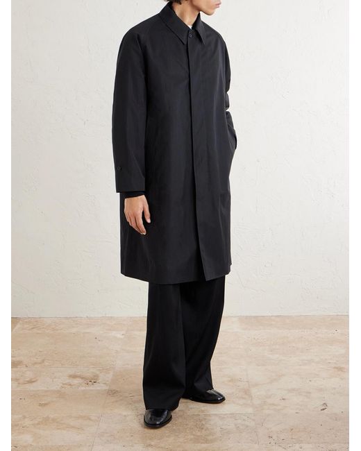 Kaptain Sunshine Black Walker Cotton-Blend Twill Coat for men