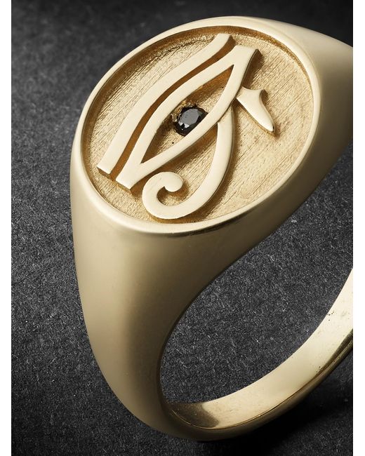 Jacquie Aiche Black Eye Of Horus Diamond Signet Ring for men