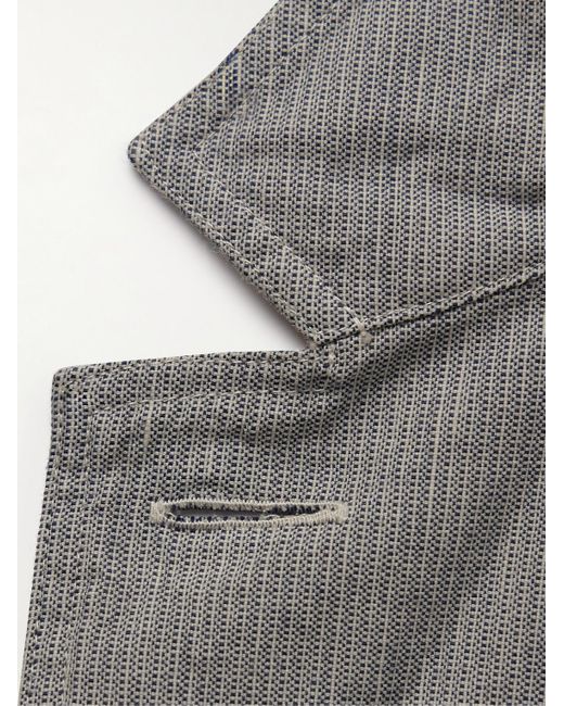 Overshirt in misto cotone e lino con colletto convertibile Florida di Massimo Alba in Gray da Uomo