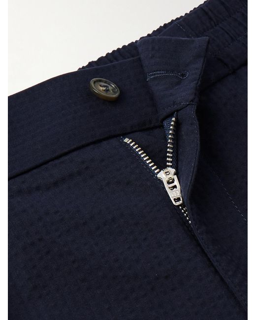 A.P.C. Blue Joaquin Straight-Leg Cotton-Seersucker Trousers for men