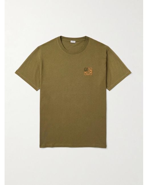 Loewe Green Slim-Fit Logo-Embroidered Cotton-Jersey T-Shirt for men