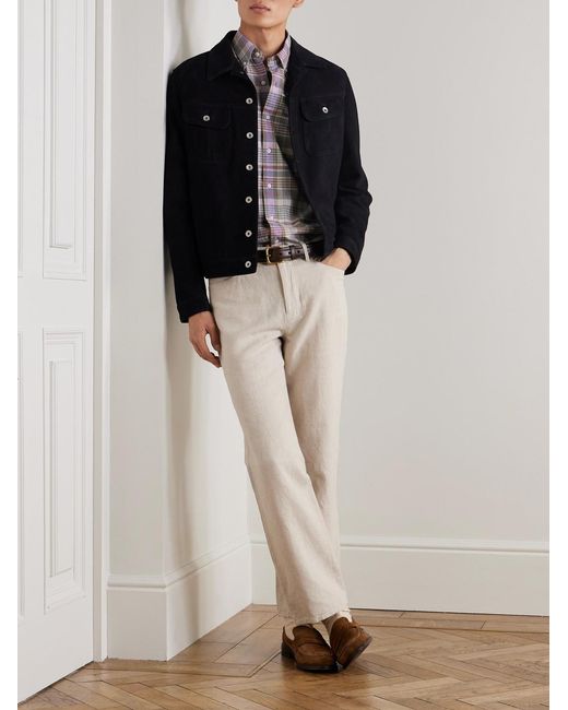 Polo Ralph Lauren White Button-Down Collar Checked Cotton-Twill Shirt for men