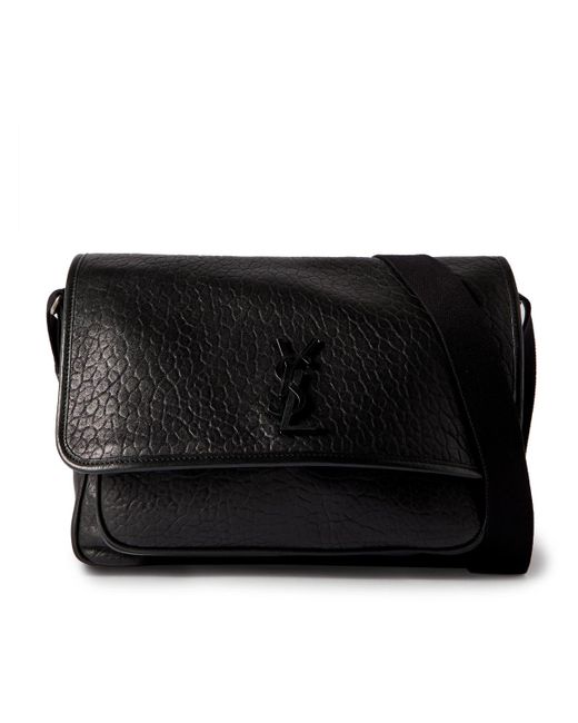 Saint Laurent Black Niki Textured-leather Messenger Bag for men