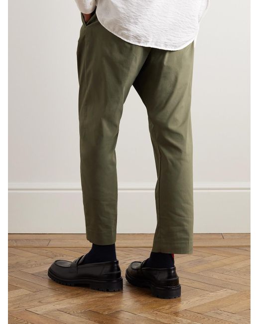 Pantaloni cropped a gamba affusolata in misto cotone con pinces Bill 1680 di NN07 in Green da Uomo
