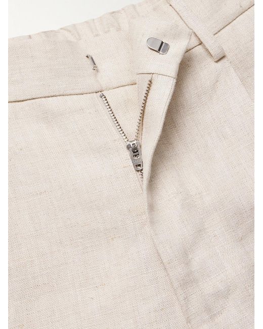 NN07 Natural Kay 1454 Straight-Leg Pleated Linen Shorts for men