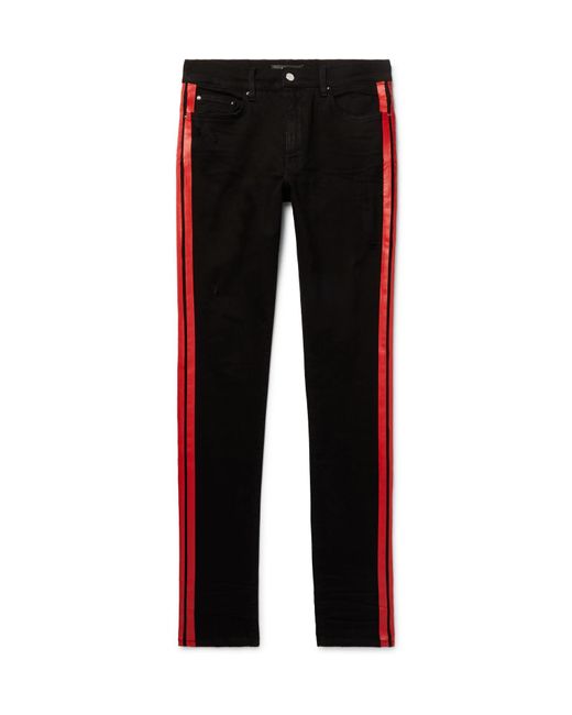 Amiri Stack Track Skinny fit Striped Distressed Stretch denim