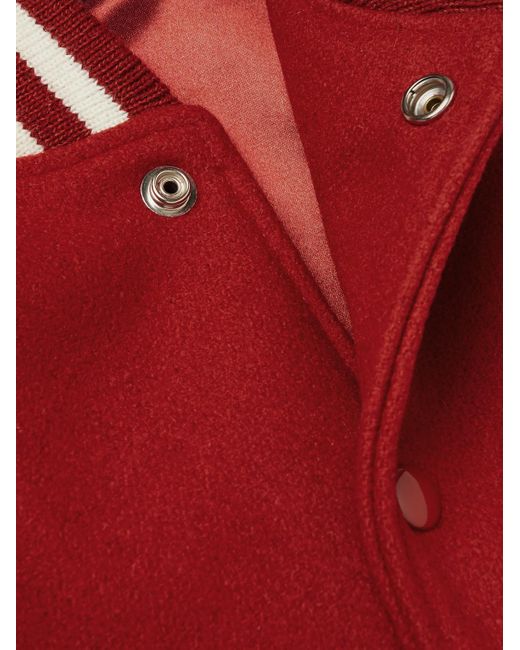 Golden Bear Red The Hayes Leather-Trimmed Wool-Blend Varsity Jacket for men