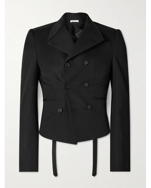 McQueen Black Double-Breasted Asymmetric Wool-Gabardine Blazer for men