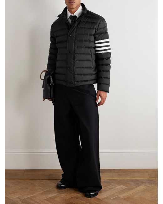Thom Browne Black Striped Quilted Ripstop Down Jacket for men
